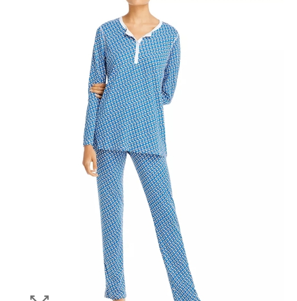 NWT ROLLER RABBIT X BLOOMIES BLUE SKULL DOODLE Pima Cotton LS Pajamas Size S,L,X - Picture 1 of 6